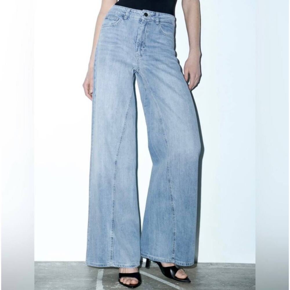 ZARA HIGH-WAISTED WIDE LEG EXTRA LONG JEANS size 2